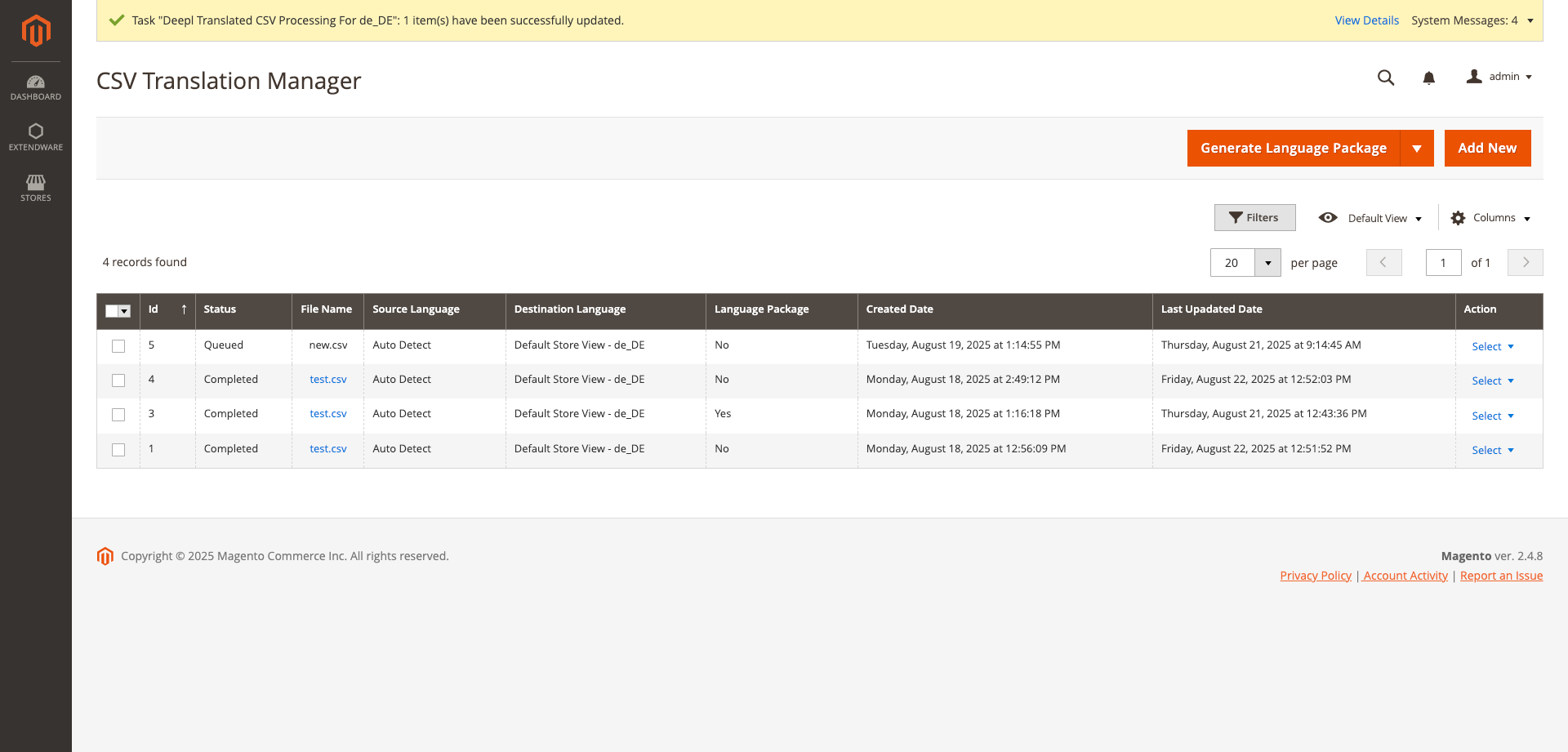 CSV Translation Manager Grid