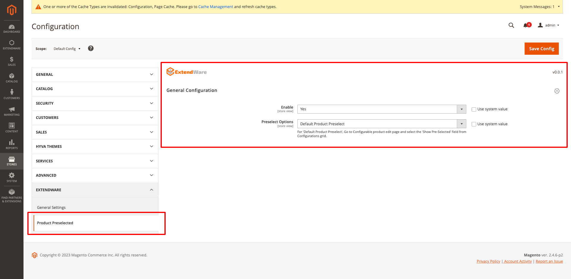 Configuration in your Magento store