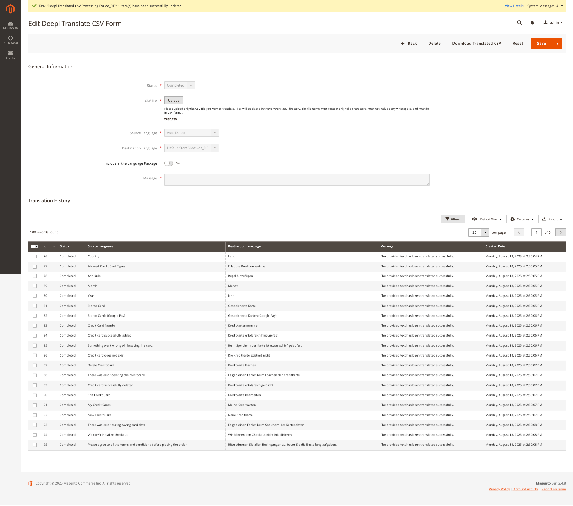 Edit Deepl Translate CSV Form Status : Completed