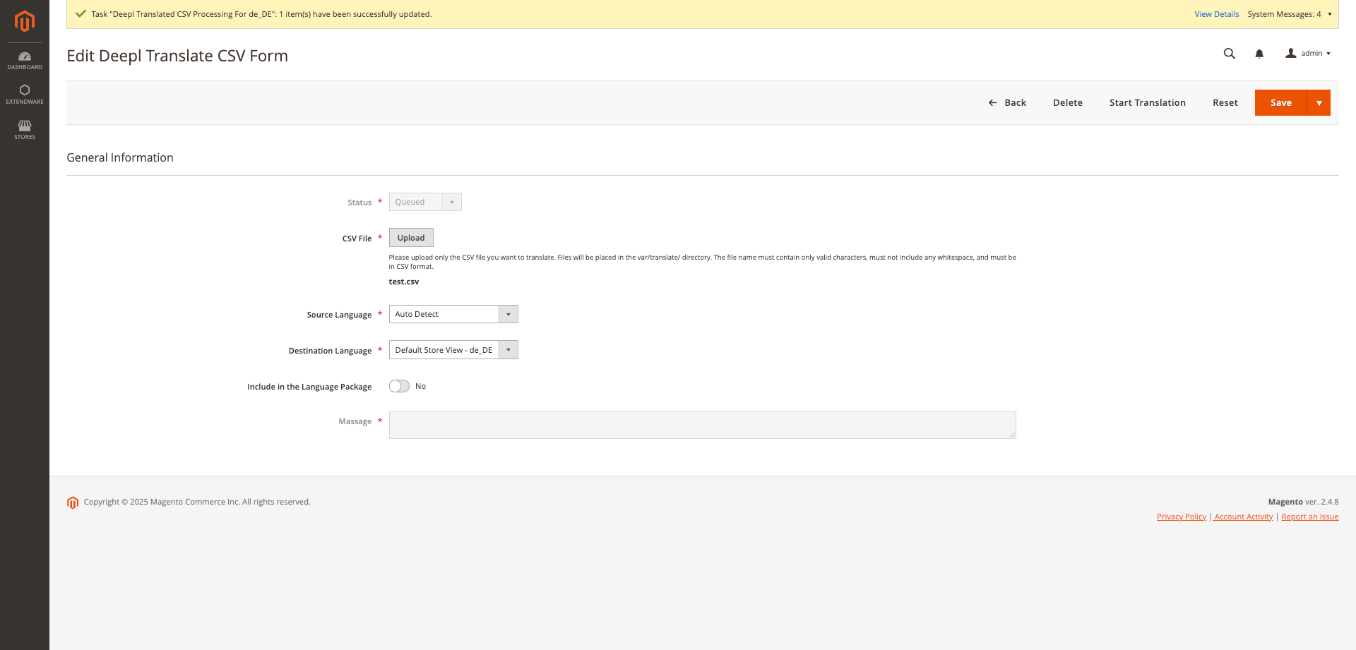 Edit Deepl Translate CSV Form Status : Queued